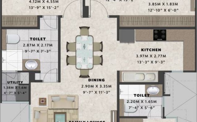 Lower Floor Skyvilla (2D)